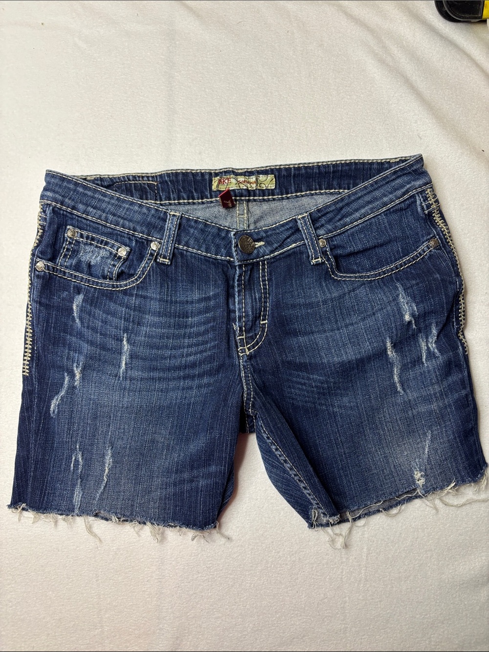 BKE Indigo Distressed Jean Shorts